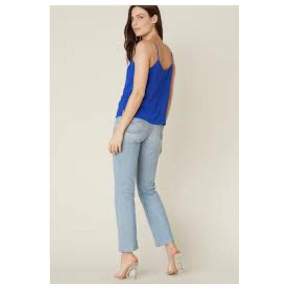 BB Dakota Small New Crazy Little Thing Tank Cami Button Velvet Straps Blue Crepe - Picture 8 of 11